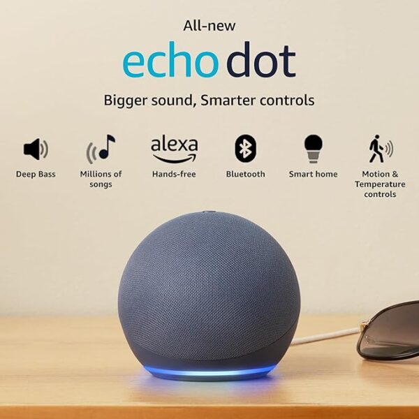 Echo Dot (5th Gen) | Smart speaker with Bigger sound, Motion Detection, Temperature Sensor, Alexa and Bluetooth| Blue colour - Image 5